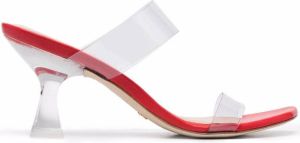 Stuart Weitzman strappy clear mules Red