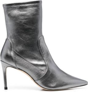 Stuart Weitzman Stuart 85mm leather ankle boots Silver