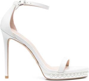 Stuart Weitzman studded high-heeled sandals White
