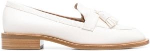 Stuart Weitzman Sutton leather tassel loafers White