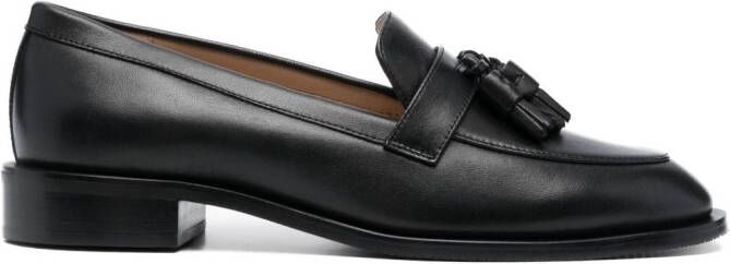 Stuart Weitzman Sutton tassel-embellished leather loafers Black