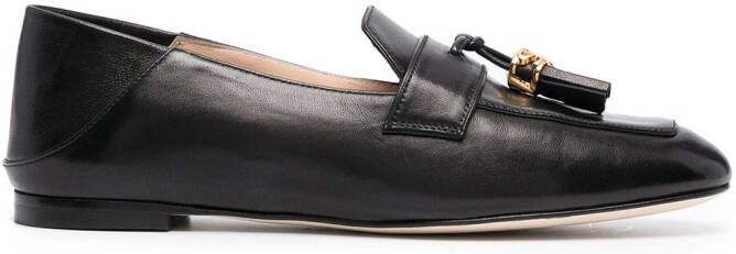 Stuart Weitzman Wylie tassel-embellished leather loafers Black