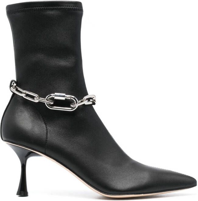 Studio Amelia 70mm chain-link pointed-toe boots Black