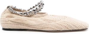Studio Amelia crochet beaded ballerina shoes Neutrals