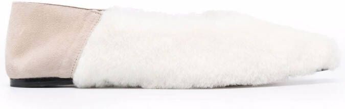 Studio Amelia pointed-toe babouche fur slippers Neutrals