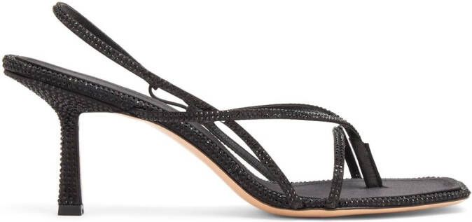 Studio Amelia Wishbone crystal-embellished thong-strap sandals Black
