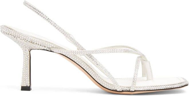 Studio Amelia Wishbone crystal-embellished thong-strap sandals Neutrals