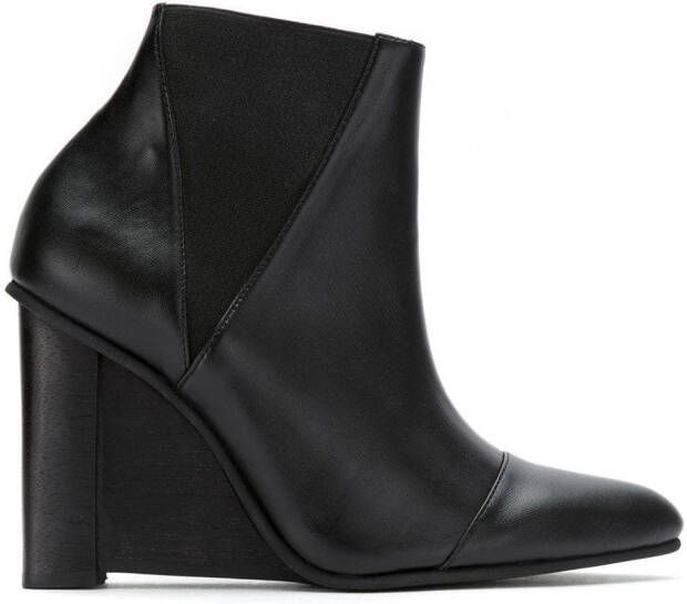 Studio Chofakian leather wedge boots Black