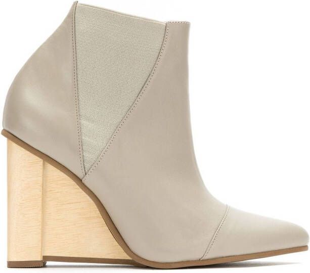 Studio Chofakian leather wedge boots Neutrals