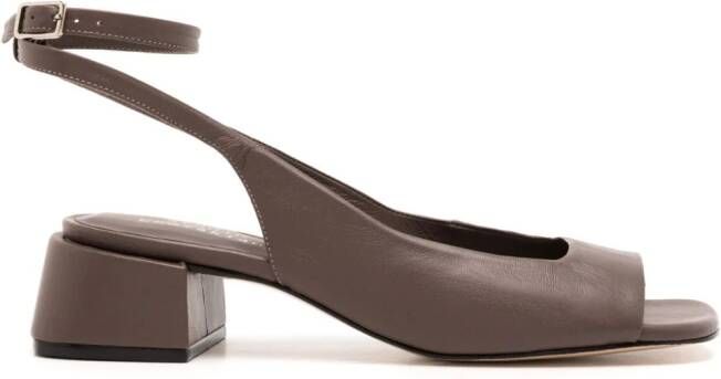 Studio Chofakian square-toe leather sandals Brown