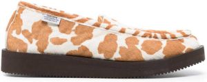 Suicoke animal-print panelled loafers Brown