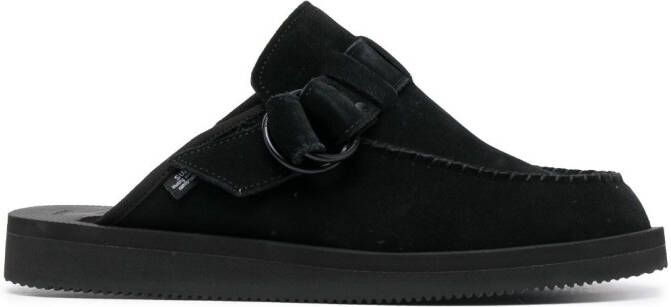 Suicoke buckle-strap leather mule sandals Black