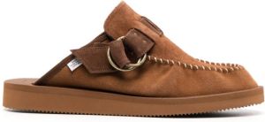 Suicoke decorative-buckle suede loafers Brown