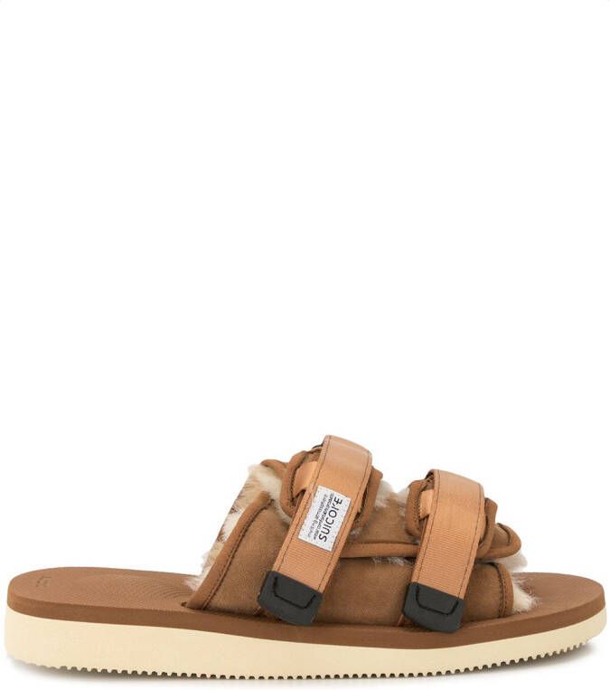 Suicoke flat touch strap sandals Brown