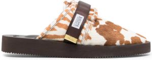 Suicoke mix-print calf-hair sandals Brown