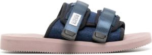 Suicoke Moto touch-strap canvas slides Blue