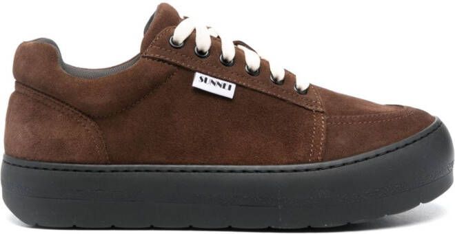 Sunnei Dreamy lace-up suede sneakers Brown