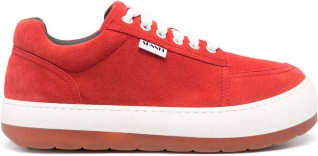 Sunnei Dreamy lace-up suede sneakers Red