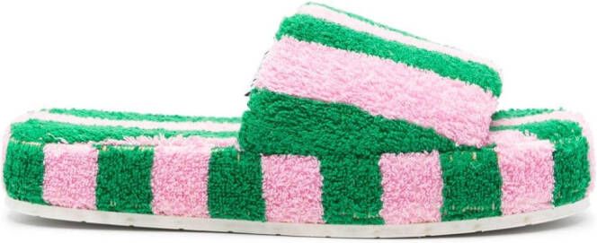 Sunnei striped cotton slippers Pink