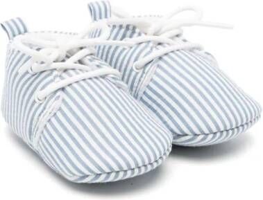 Tartine Et Chocolat striped lace-up crib shoes Blue