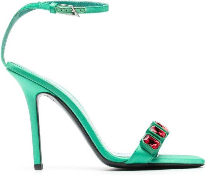 The Attico 115mm crystal-embellished sandals Green