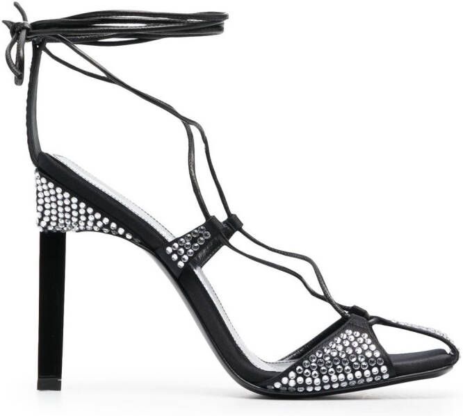 The Attico Adele 105mm crystal-embellished sandals Black