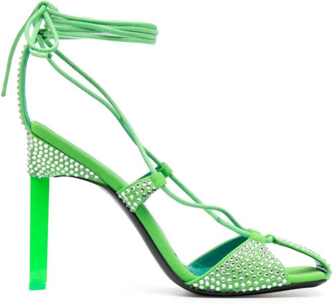 The Attico Adele 105mm rhinestone-embellished sandals Green