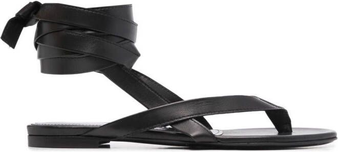 The Attico ankle-strap flat sandals Black