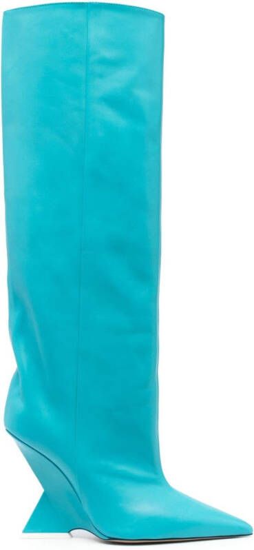 The Attico Cheope 105mm leather boots Blue