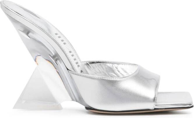 The Attico Cheope 105mm leather mules Silver