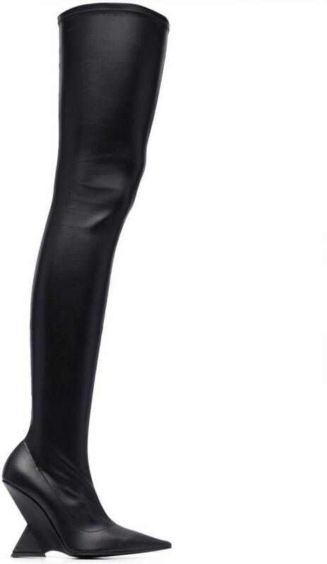 The Attico Cheope 110mm leather above-knee boots Black