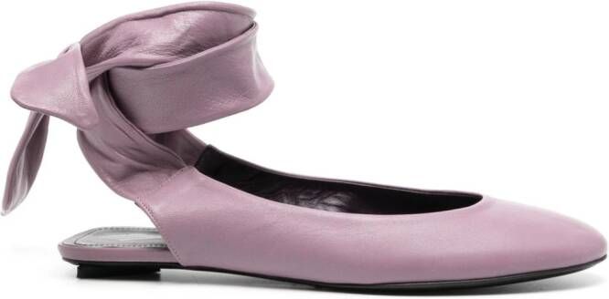 The Attico Cloe leather ballerina shoes Purple