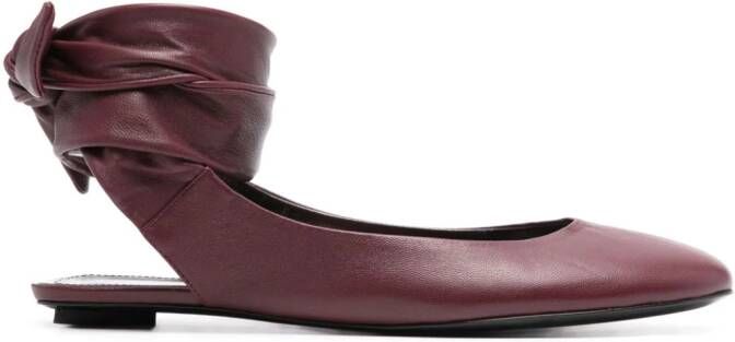 The Attico Cloe leather ballerina shoes Red
