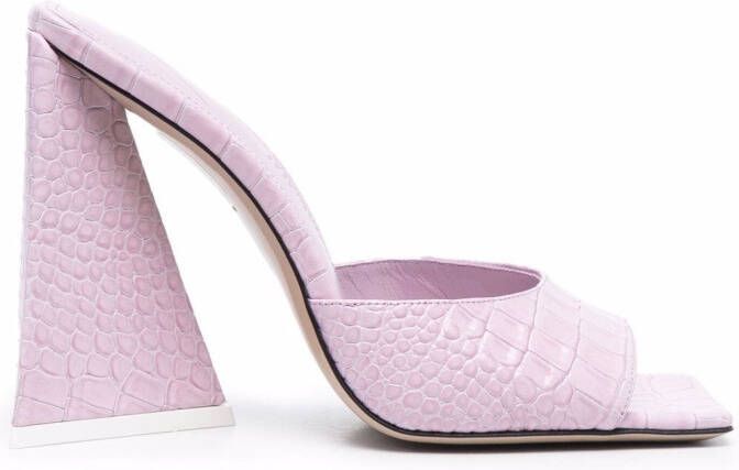 The Attico crocodile-effect leather sandals Pink