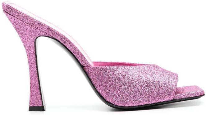 The Attico glittered high-heeled mules Pink
