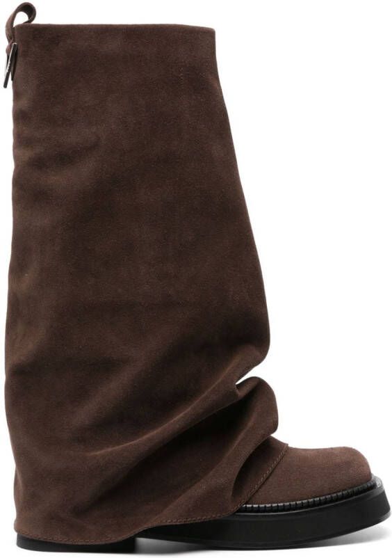 The Attico Robin suede combat boots Brown