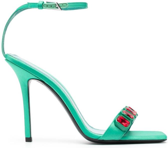 The Attico Sienna 120mm crystal-embellished sandals Green