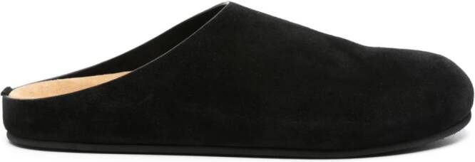 The Row almond suede sandals Black