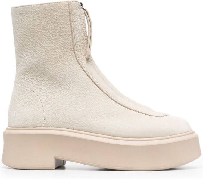 The Row chunky leather boots Neutrals