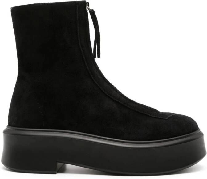 The Row flatform suede ankle boots Black