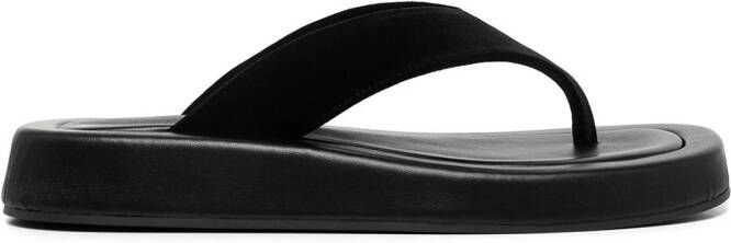 The Row Ginza leather flip flops Black