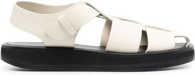 The Row lattice-strap flat sandals White