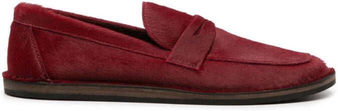 The Row penny-slot brushed loafers Red