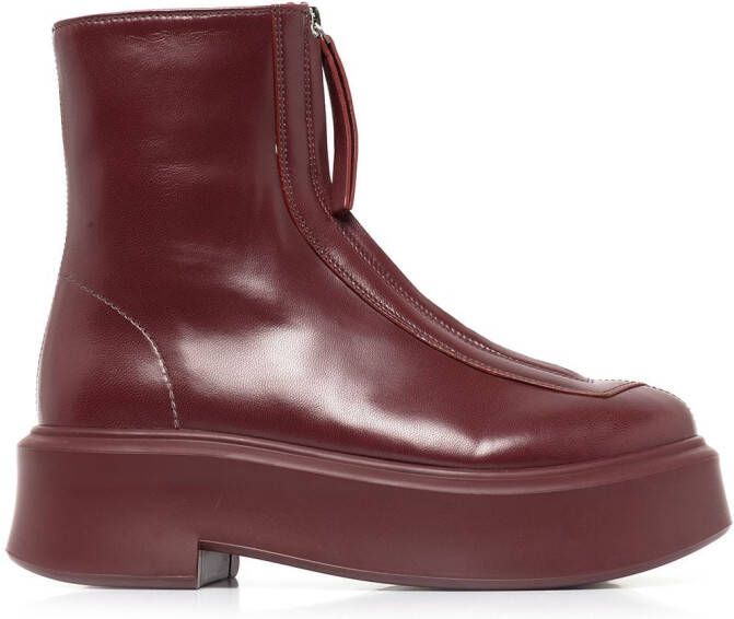 The Row zip-front ankle boots Red