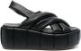 Themoirè 75mm wedge-heel sandals Black - Thumbnail 1