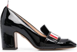 Thom Browne block-heel patent leather loafers Black