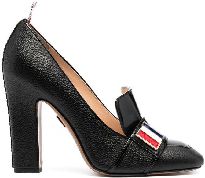 Thom Browne block-heeled loafers with logo enamel detail Black