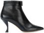 Thom Browne Bowed Curved Heel Bootie In Pebble Grain Leather Black - Thumbnail 1