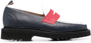 Thom Browne contrast panel pebbled loafers Blue