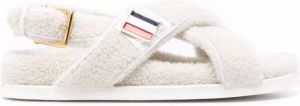 Thom Browne criss-cross shearling sandals White